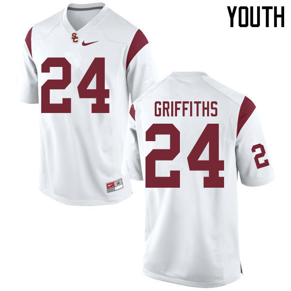 Youth #24 Ben Griffiths USC Trojans College Football Jerseys Sale-White